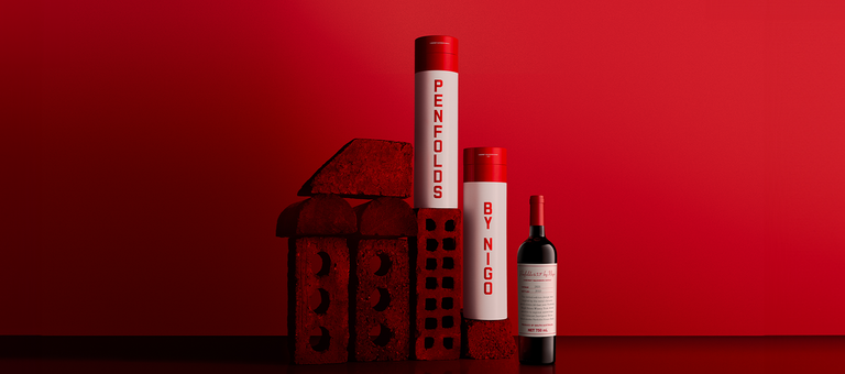 Penfolds 65F Gift Boxes Stacked alongside bottle