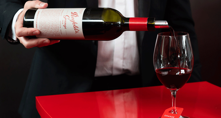 Grange being poured into wine glass