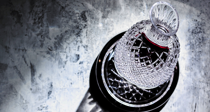 Overhead image of Saint Louis crystal decanter