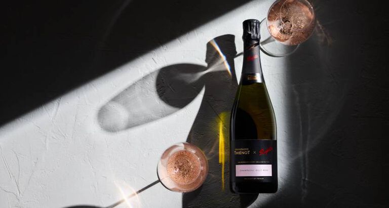 Penfolds Rose Champagne with two glasses