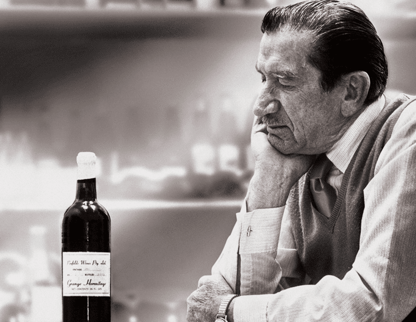 Barrels containing Grange in the Magill Estate cellar