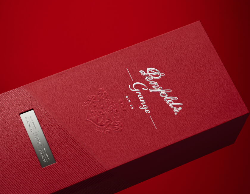 Penfolds Bin 389, Bin 707 and Grange giftboxes lined up