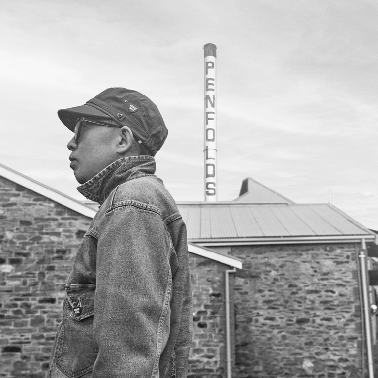 NIGO at Magill Estate in front of chimney