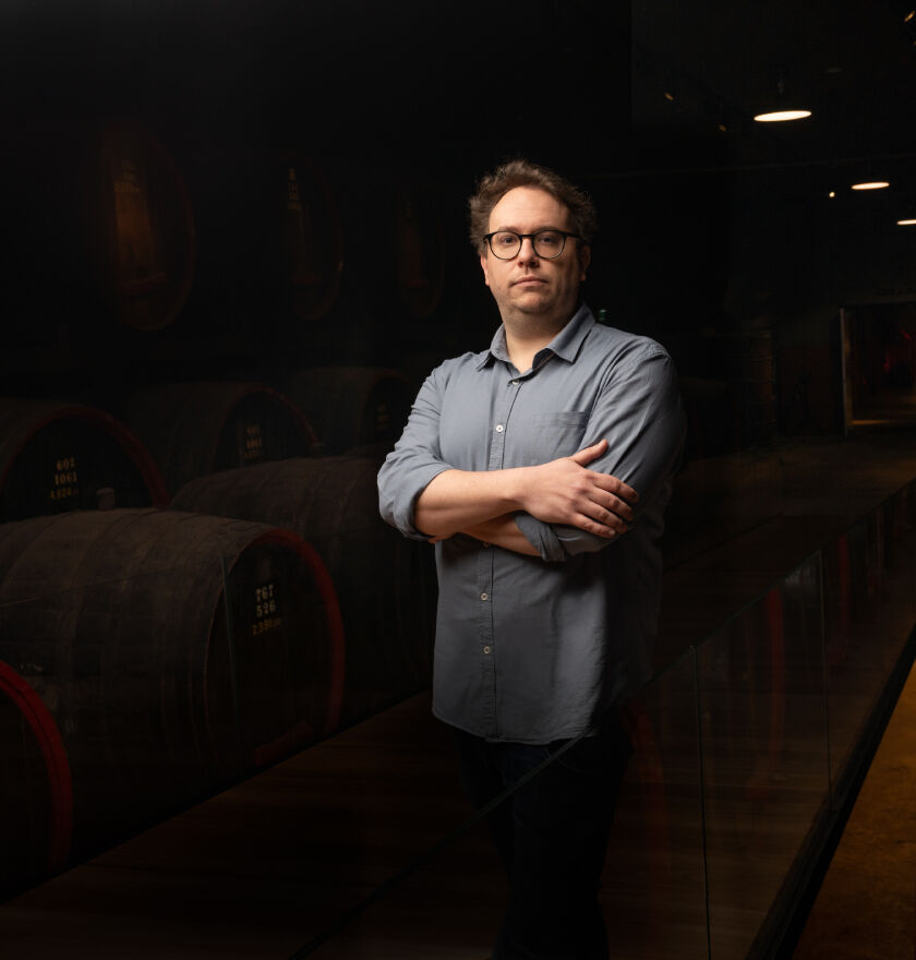 Tom Shanahan, Penfolds Winemaker, in underground tunnels at Magill Estate.